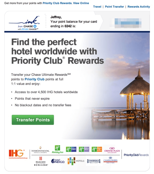 Chase Ultimate Rewards Transfer to Priority Club
