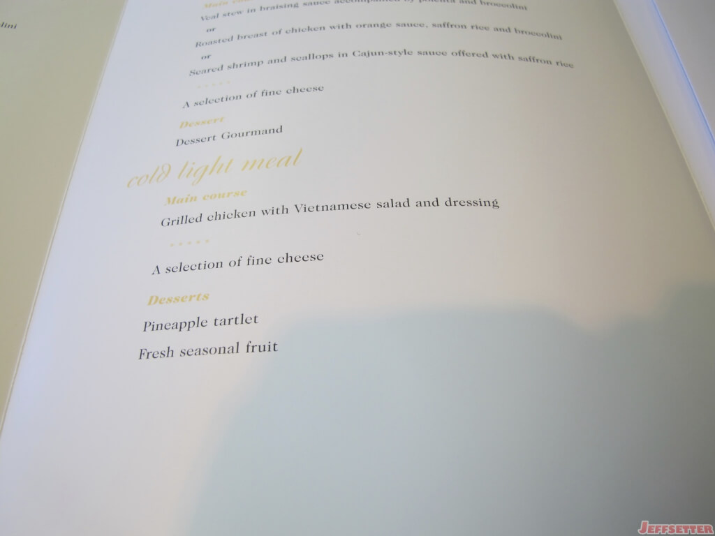 Second Dinner Menu