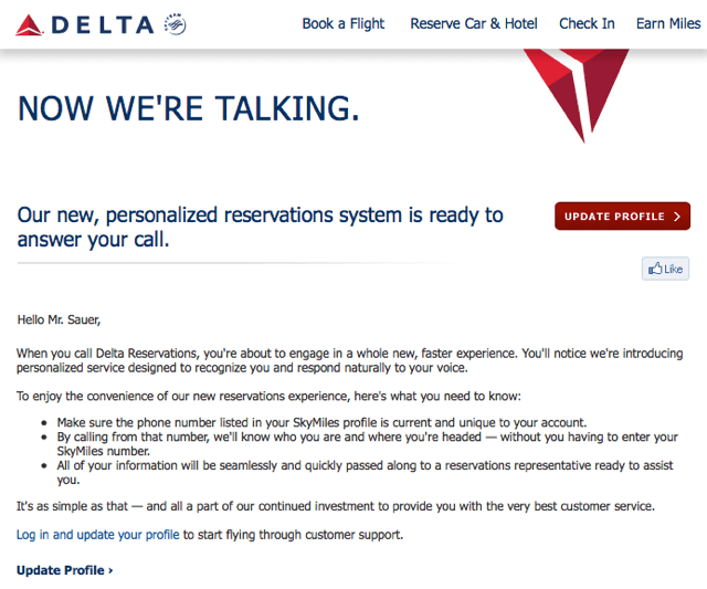 Delta Personalized Reservations