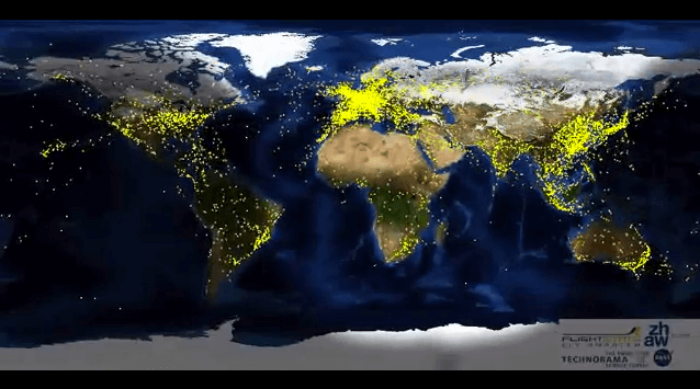 Visualizing Worldwide Air Traffic Over a 24 Hour Period [Video]