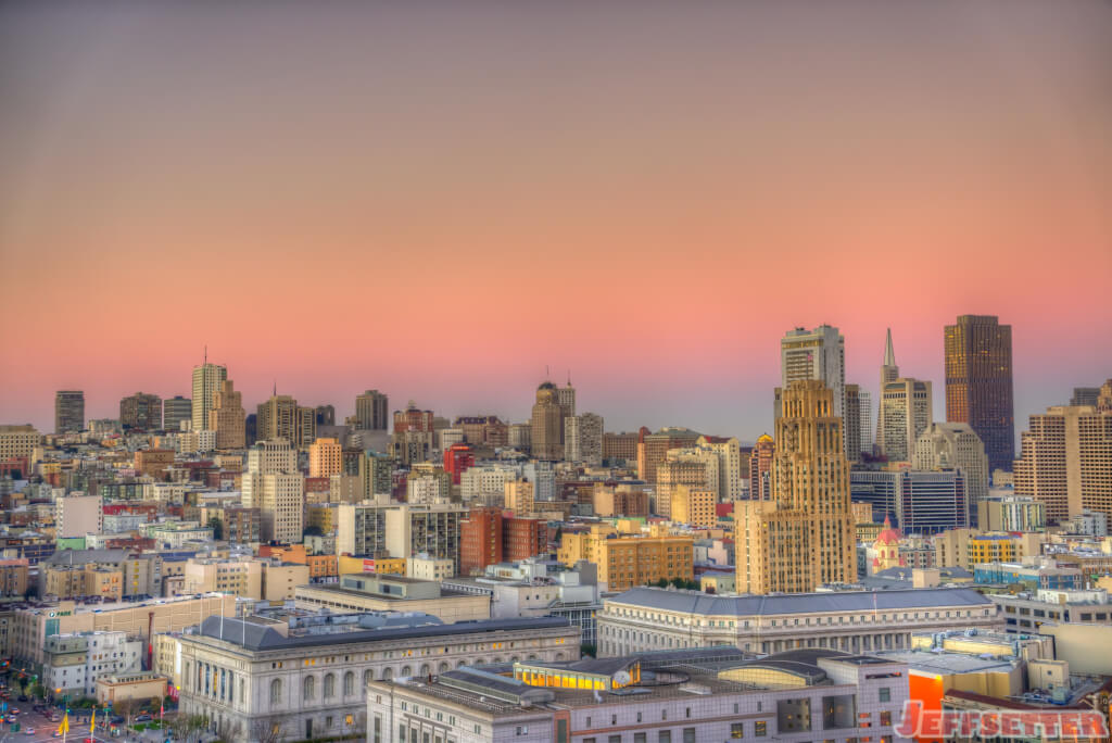 San Francisco Financial District at Sunset