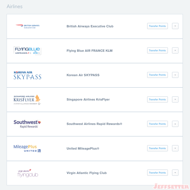Ultimate Rewards airlines