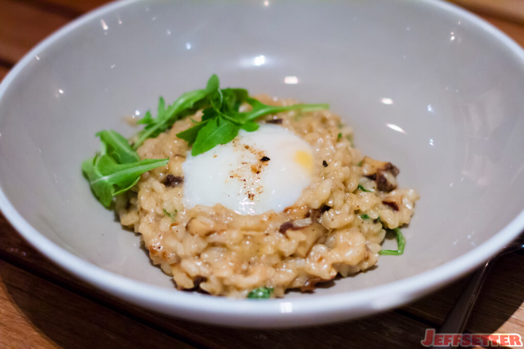 Abalone Risotto. Onsen egg, saikyo miso, shiitake salt