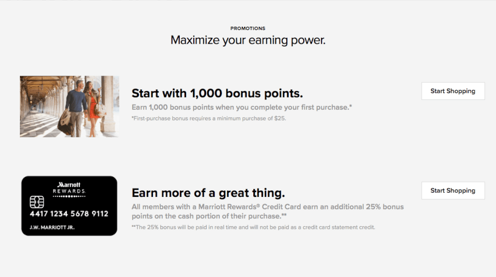New Marriott Rewards Shopping Portal