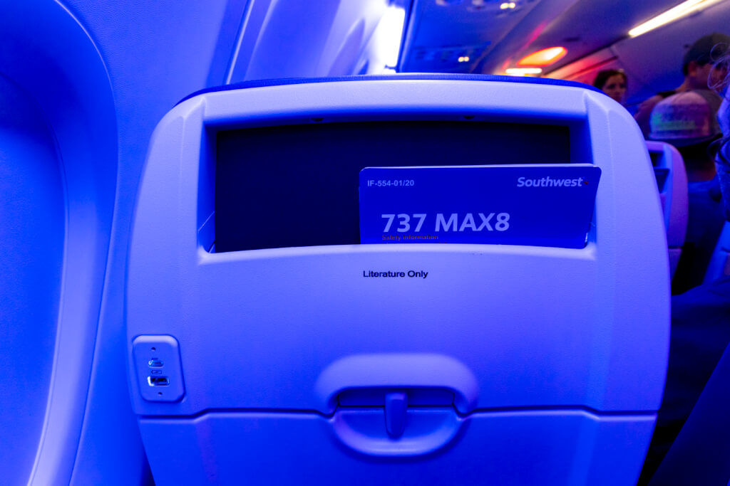 Southwest Airlines Boeing 737 MAX8 seat
