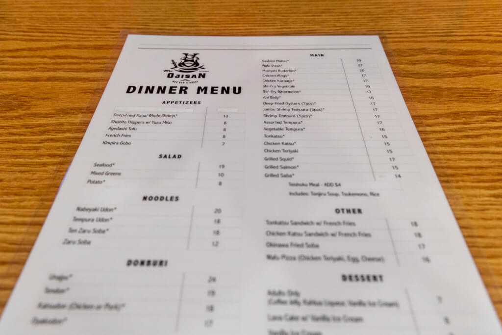 Mr Ojisan menu