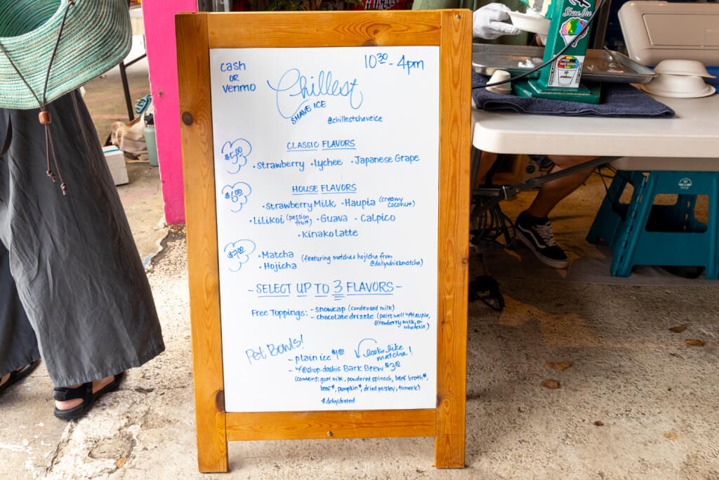 Chillest Shave Ice menu