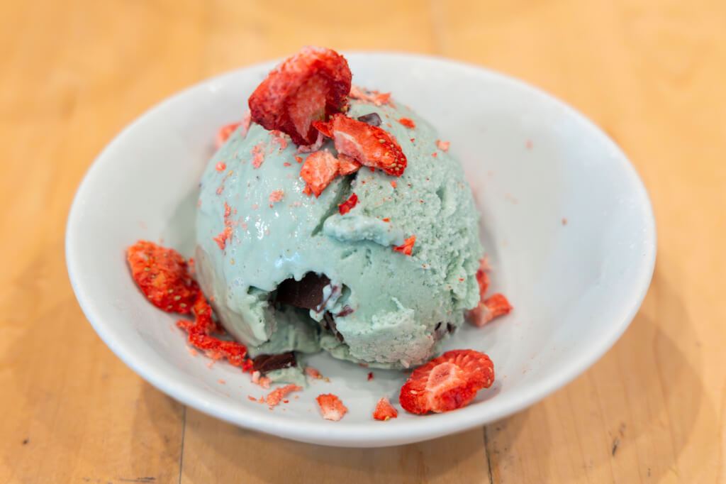 Please Come Again shiso mint chip ice cream