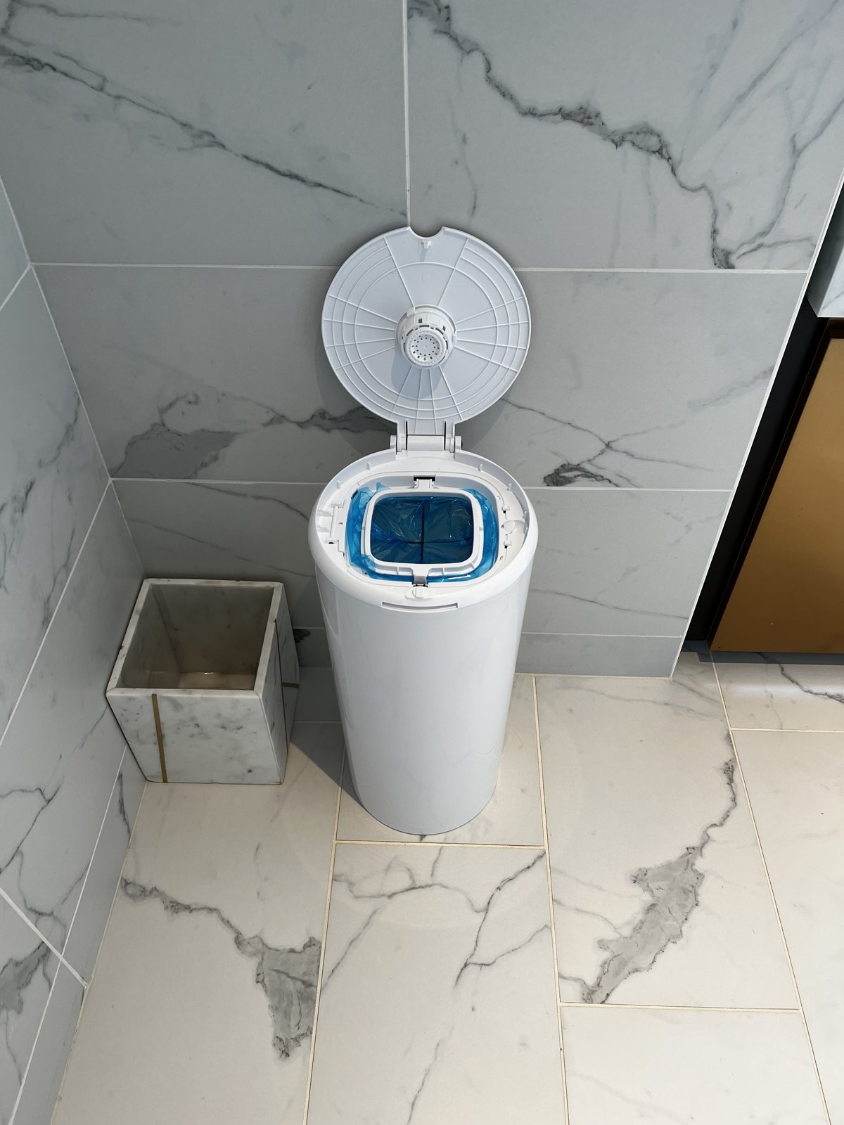 The in-room Diaper Genie, a first for us at any hotel