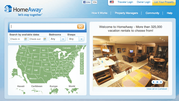 Homeaway Homepage