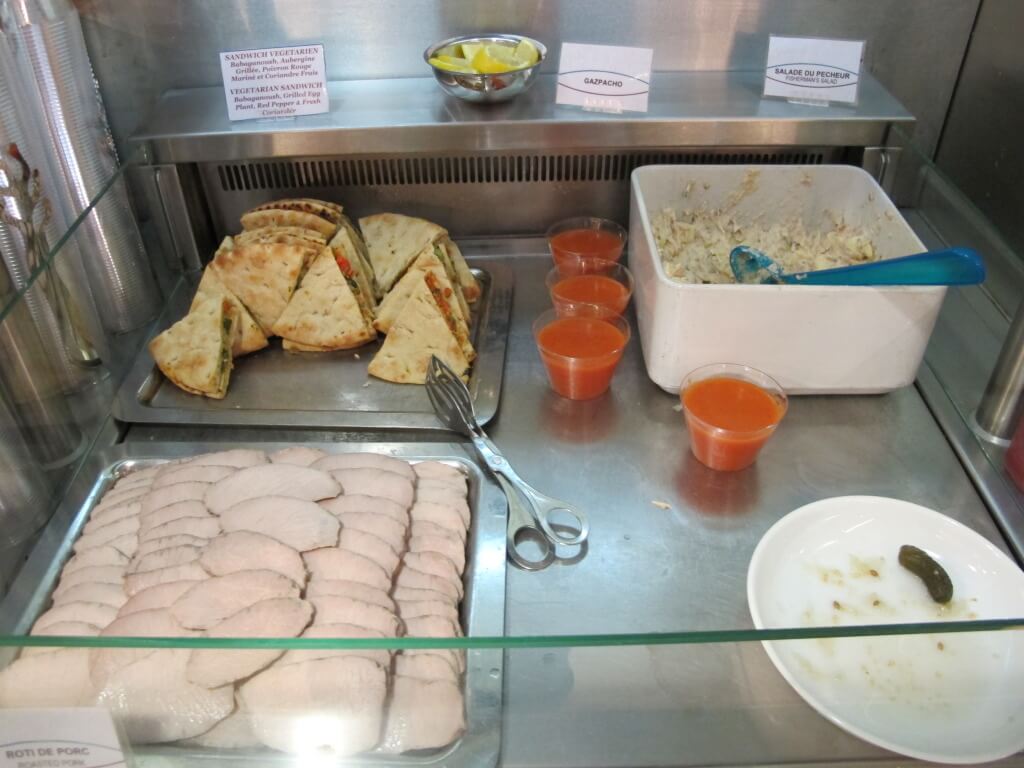 Meats and Salads at the Air France Paris CDG Airport Salon Lounge