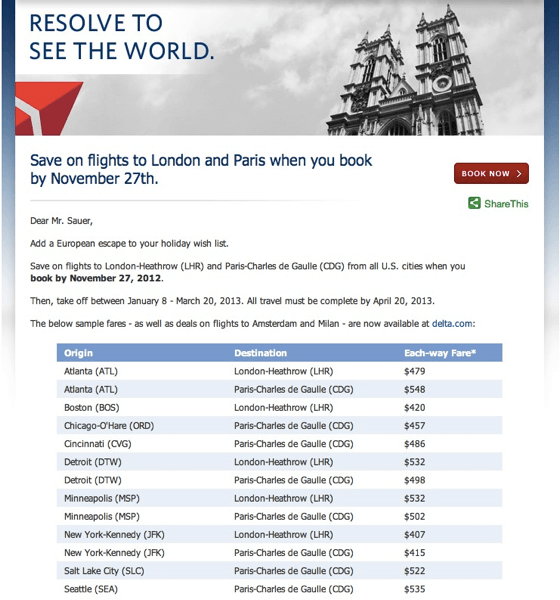 Delta Flight Promotions