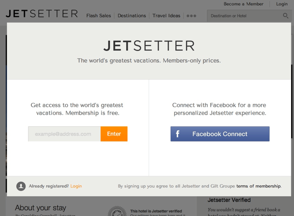 Jetsetter Forced Registration