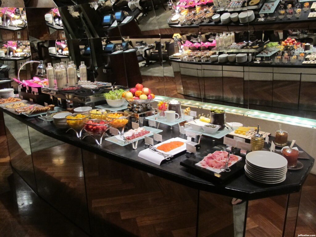 Meats and Fruits at Breakfast Buffet