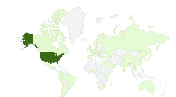 Google Analytics shows a Heavy US Visitor Concentration Google Analytics shows a Heavy US Visitor Concentration