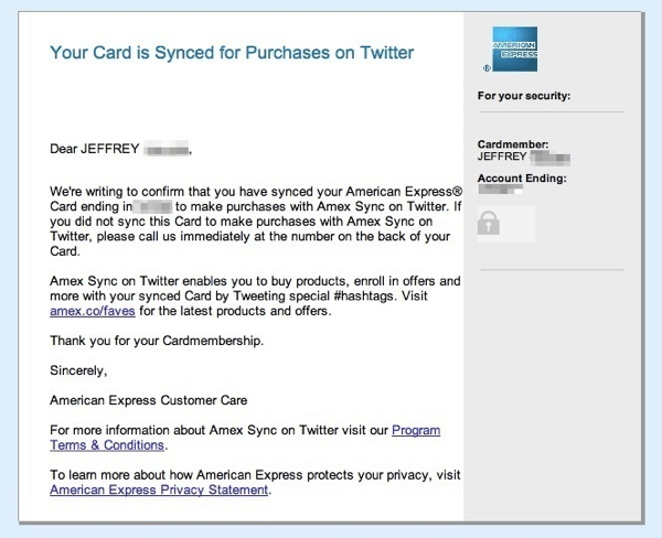 Twitter Amex Email