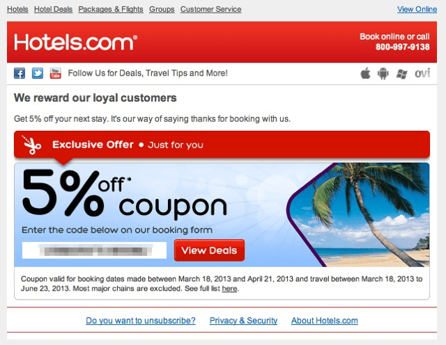 Hotels.com 5 Percent Off Coupon