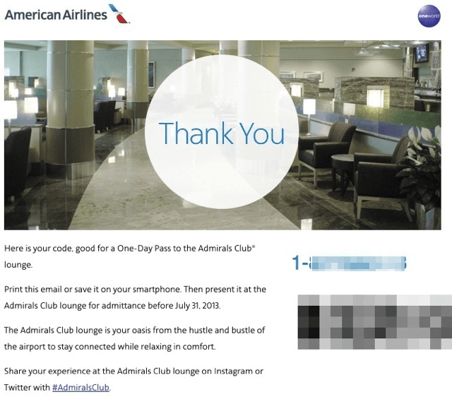 Admirals Club Pass Email