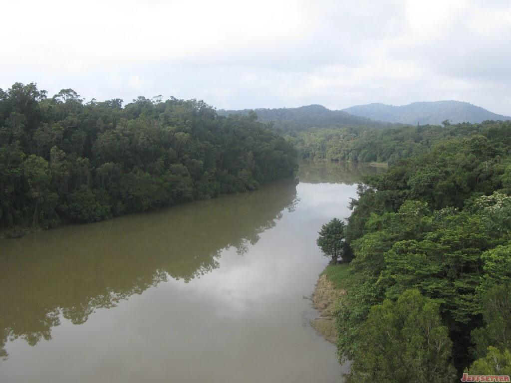 Crossing over the Barron River, home to Crocs