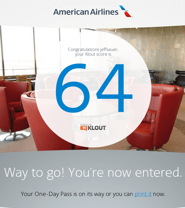 Klout American Airlines Congratulations