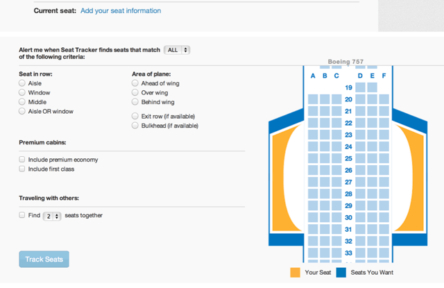 TripIt Seat Tracker Options
