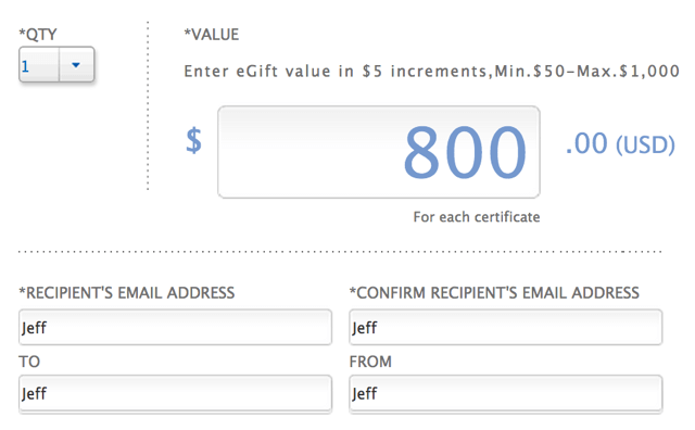 800 Delta Gift Certificate