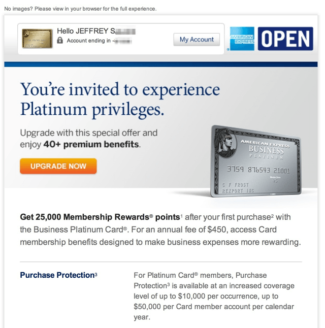 American Express Platinum Upgrade Offer