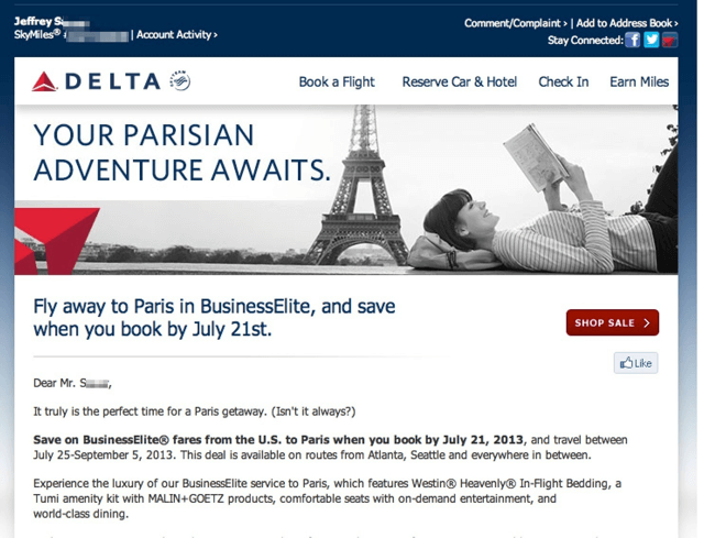 Delta Business Class Fares to Paris