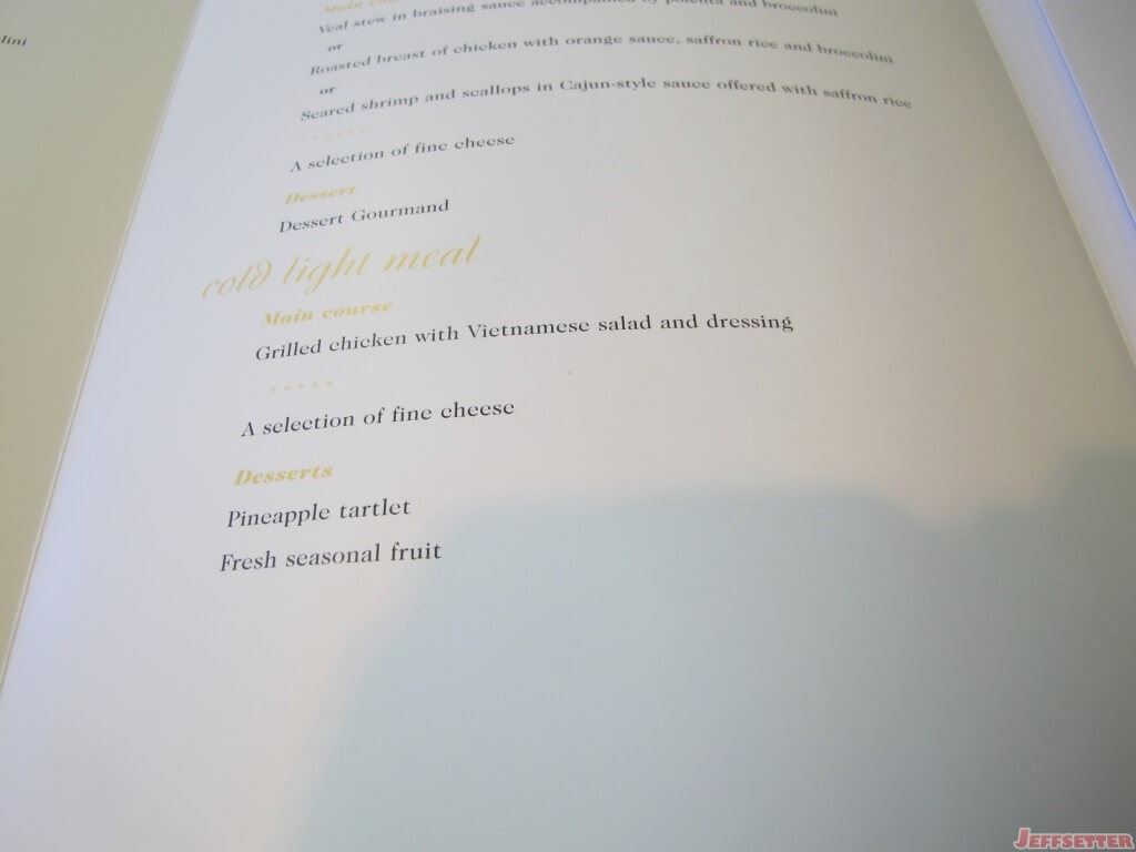 Second Dinner Menu