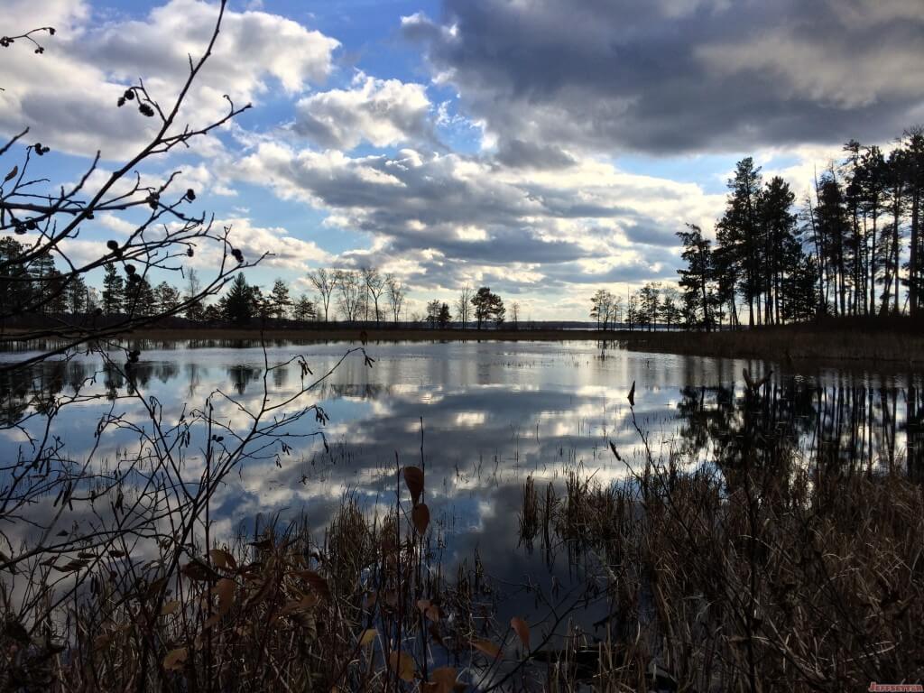 Heavy Clouds over pond with reflection