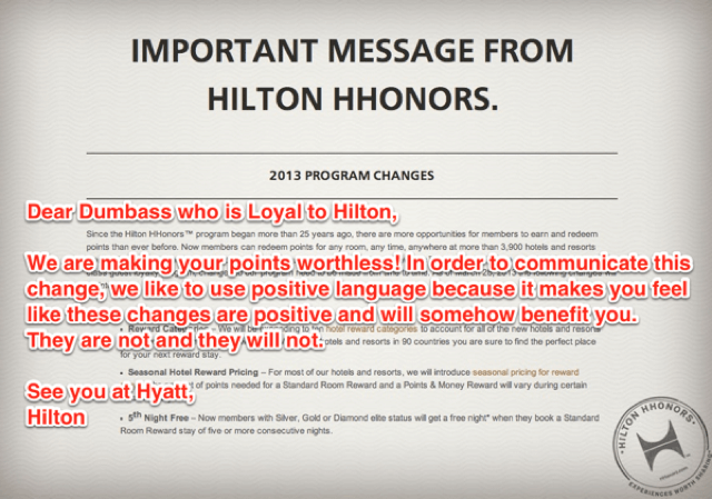 Hilton Honors Devaluation