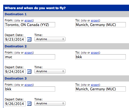 Select Multiple Destinations