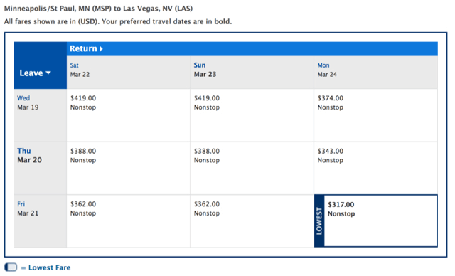 MSP to Las Vegas on January 9th