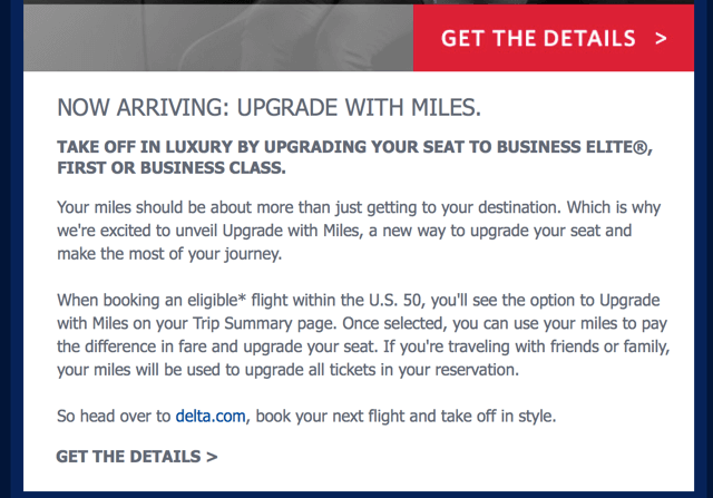 Delta Upgrade with Miles