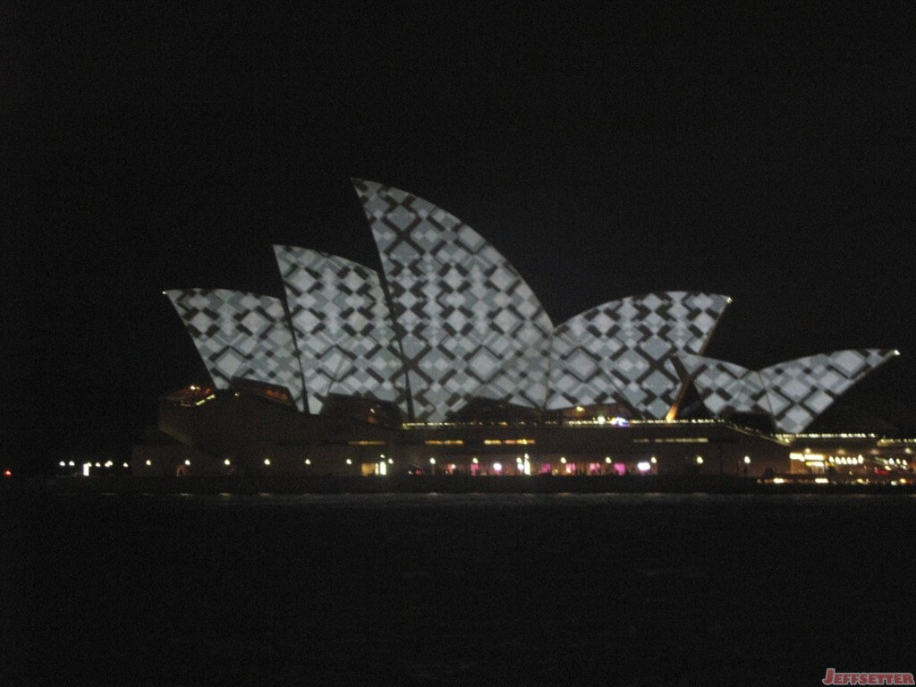 Sydney Opera House Lit Up at Night