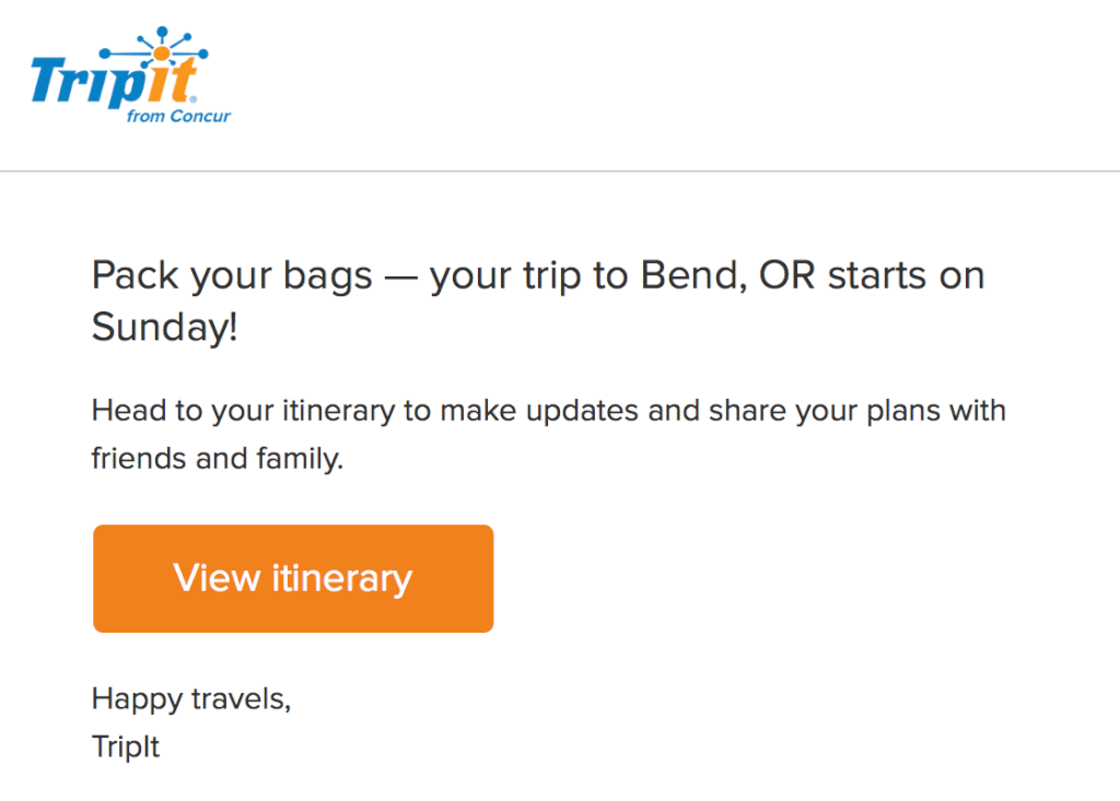 TripIt Bend OR Checkin