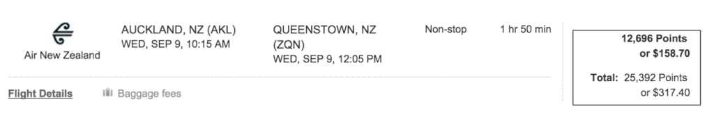 Air New Zealand ThankYou Points