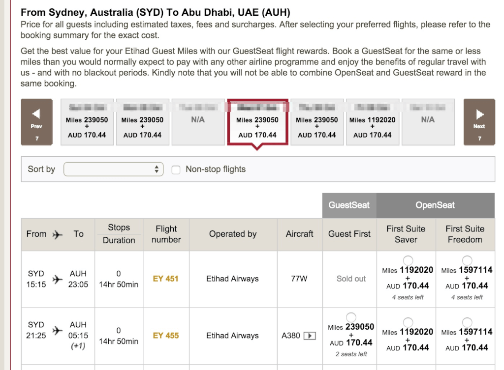 Etihad Website Availability Search