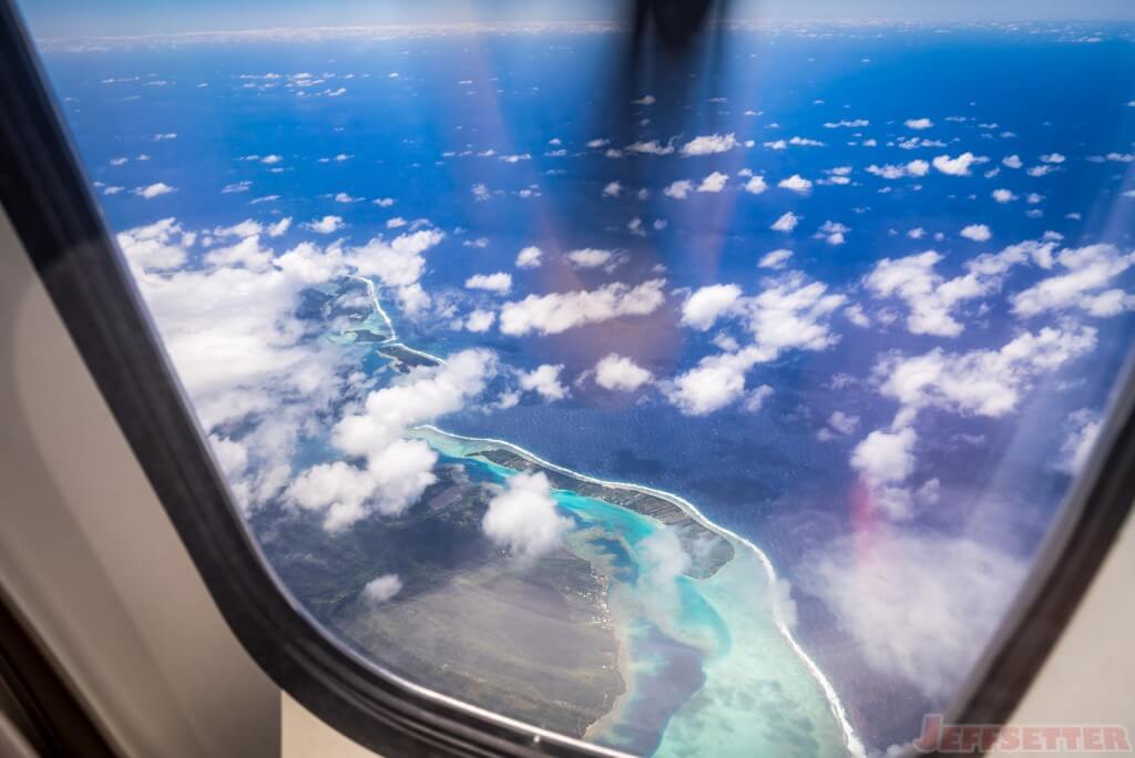 Flying over Taha'a Island in French Polynesia