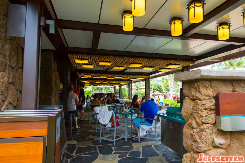 There's a few tables available right outside for dining, or you can take your food back to your pool chair or room. 