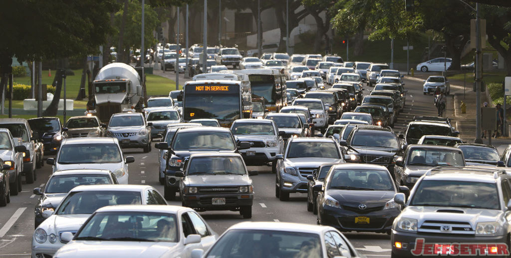 Beretania Street traffic heading west bound near the Punchbowl Street intersection. morning traffic. 3 march 2015. photograph Cory Lum/Civil Beat