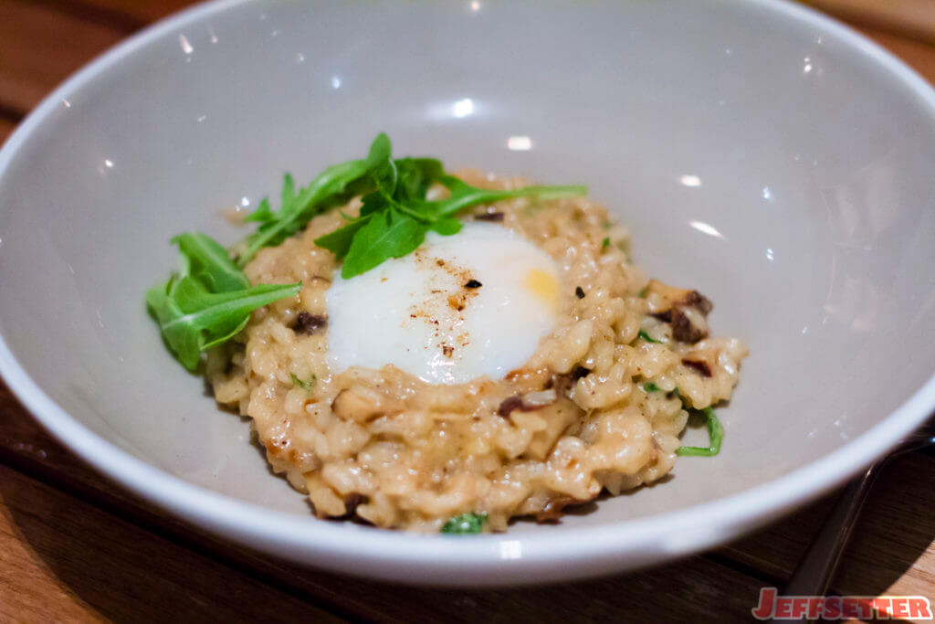 Abalone Risotto. Onsen egg, saikyo miso, shiitake salt