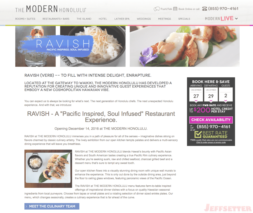 Modern Honolulu Names its New Restaurant Ravish