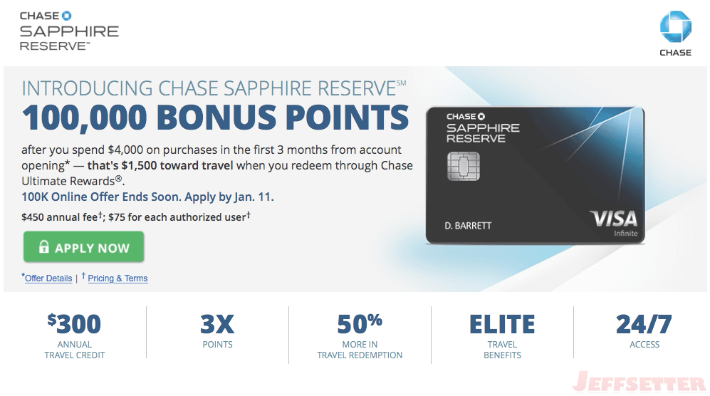 Sapphire Reserve 100,000 Bonus is Ending Soon