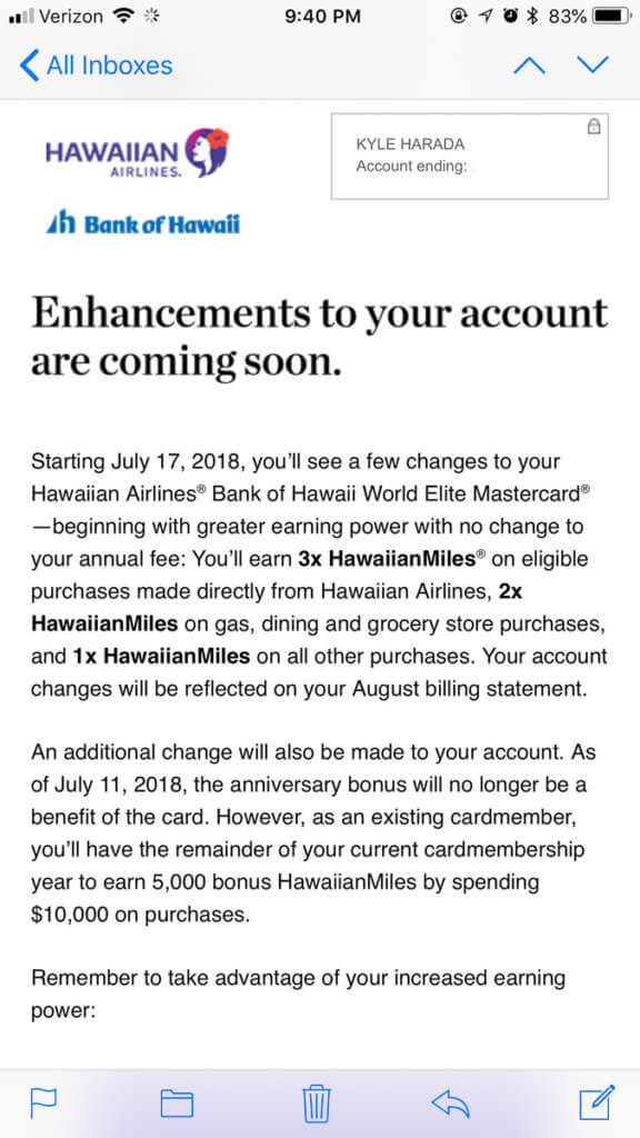 Hawaiian Airlines Card Annual Fee Increase