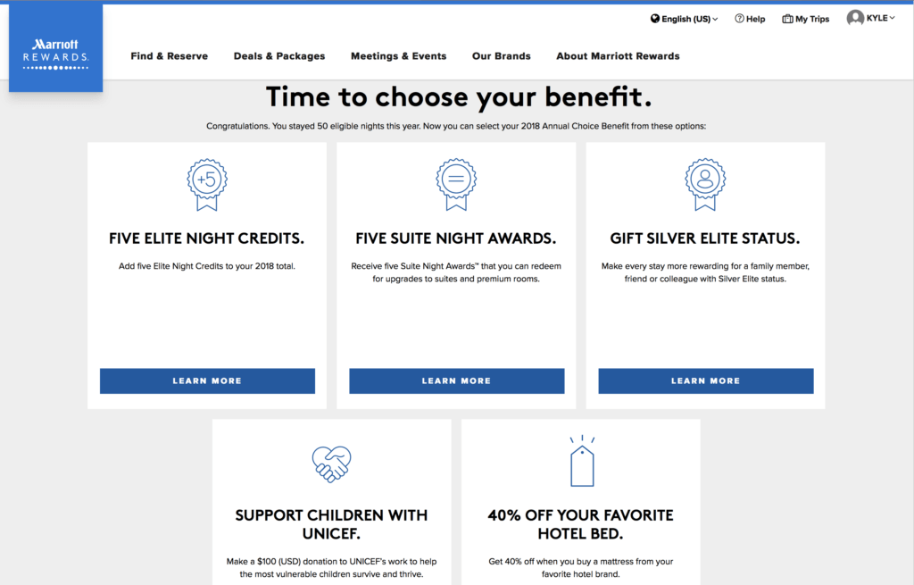 Marriott Choice Benefit is Now Live