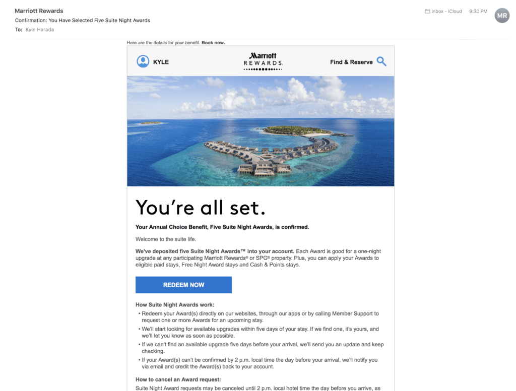 Marriott Choice Benefit is Now Live