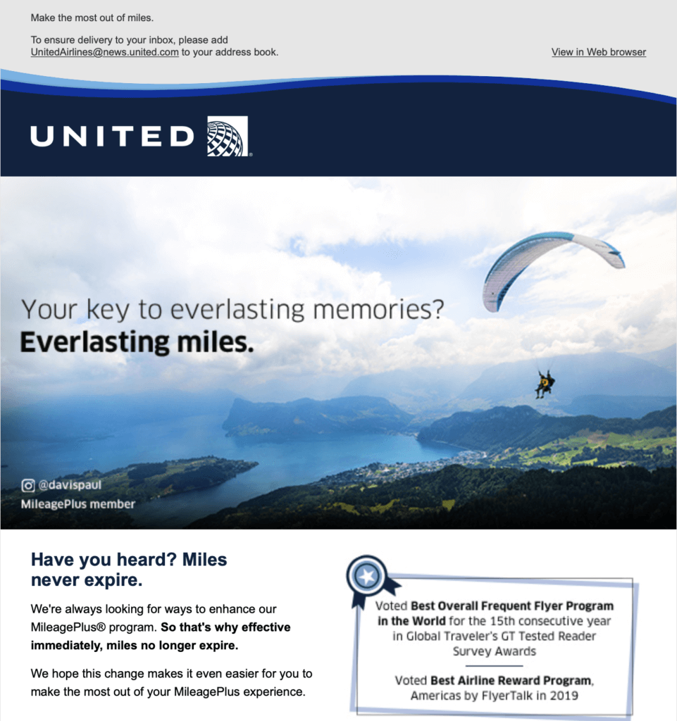 United MileagePlus Miles No Longer Expire