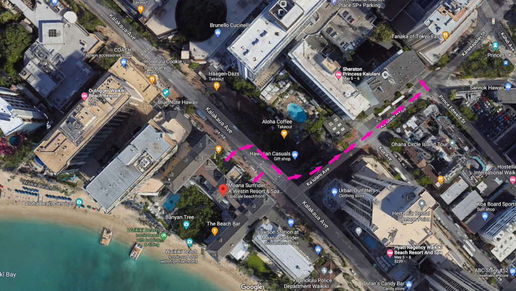 Moana Surfrider Self-Parking Map