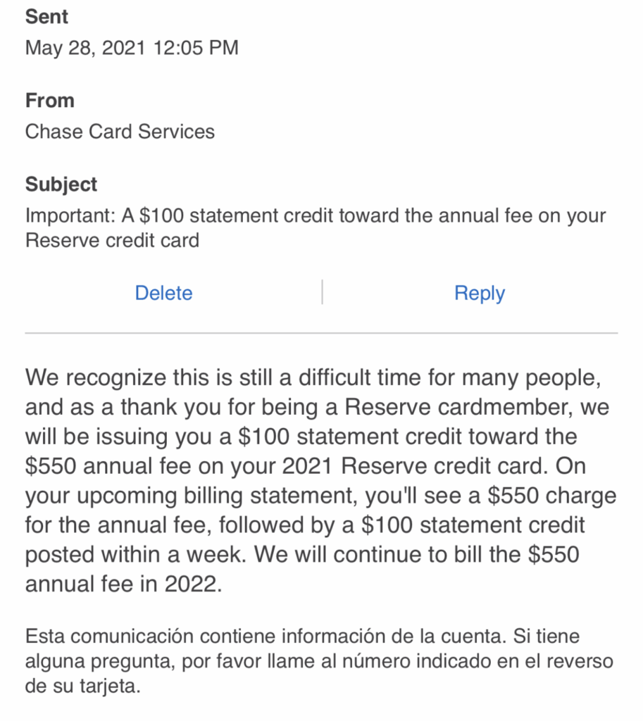 Chase Still Offering Sapphire Reserve AF Credits